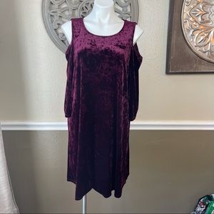 Maroon velvet cold shoulder dress size medium